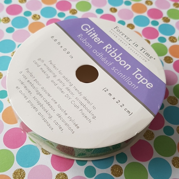 Green Glitter Ribbon Tape - Picture 3 of 3